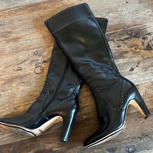 Cole Haan leather boot with studs in black - Nike Air pad on foot for comfort